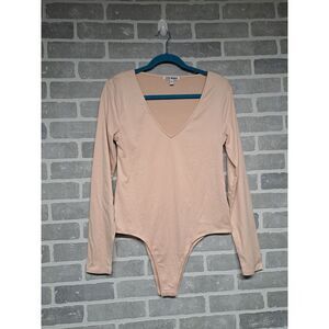 Steve Madden Womens Bodysuit Stretchy Long Sleeve‎ Peach Color Size Large NWOT